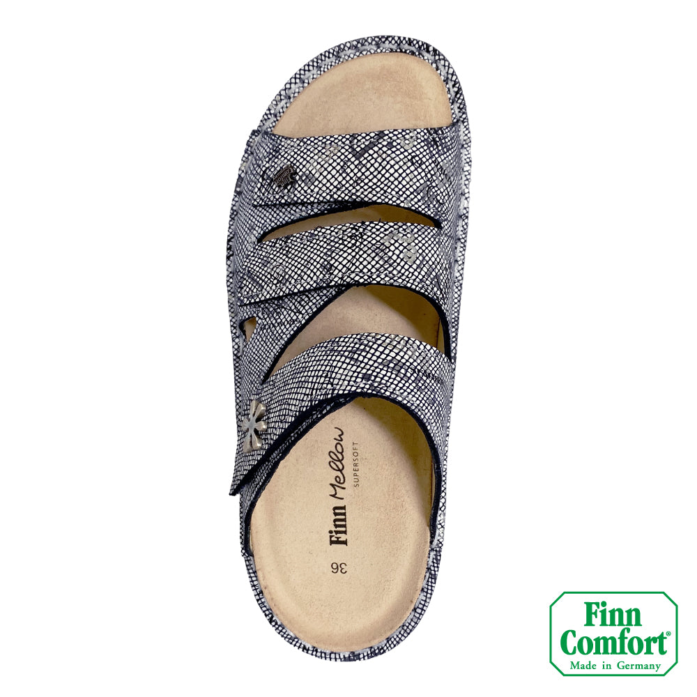 FinnComfort德國芬恩健康鞋 GRENADA 2640 塗鴉藍 732241 FinnMellow 拖鞋 涼拖鞋 基本款 足底疼痛點 足底筋膜炎(女)