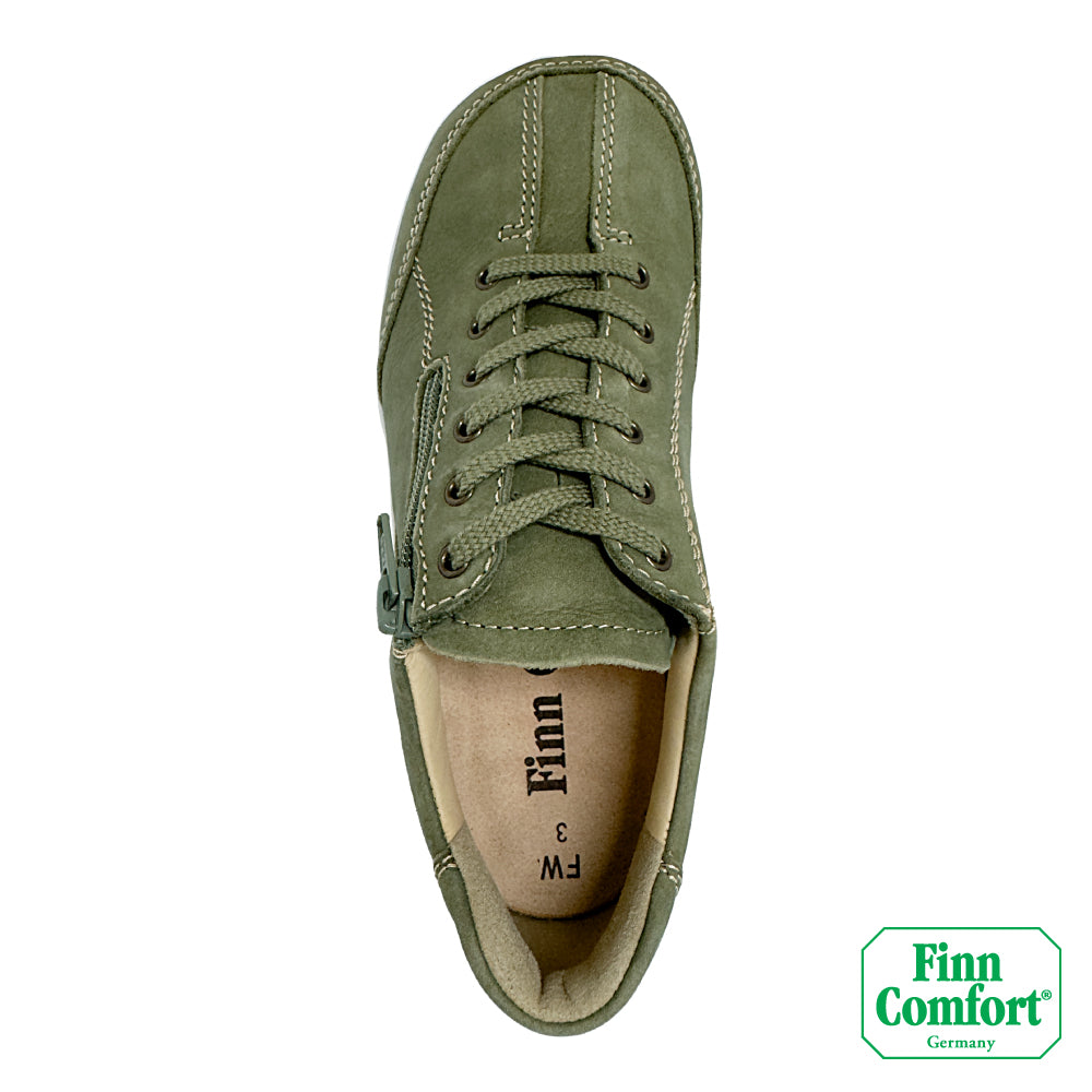 FinnComfort德國芬恩健康鞋 OTARU 2913 金錢綠 844038 Finnamic 繫帶鞋 側拉鍊 健走鞋 扁平足 高足弓 流行款(女)